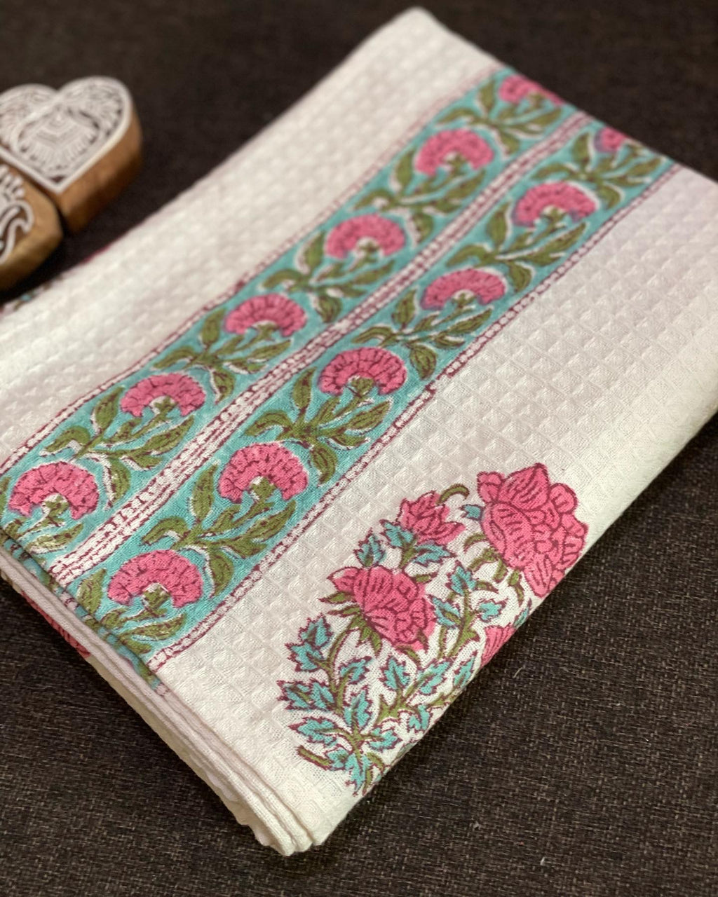 Floral Waffle Cotton Towel