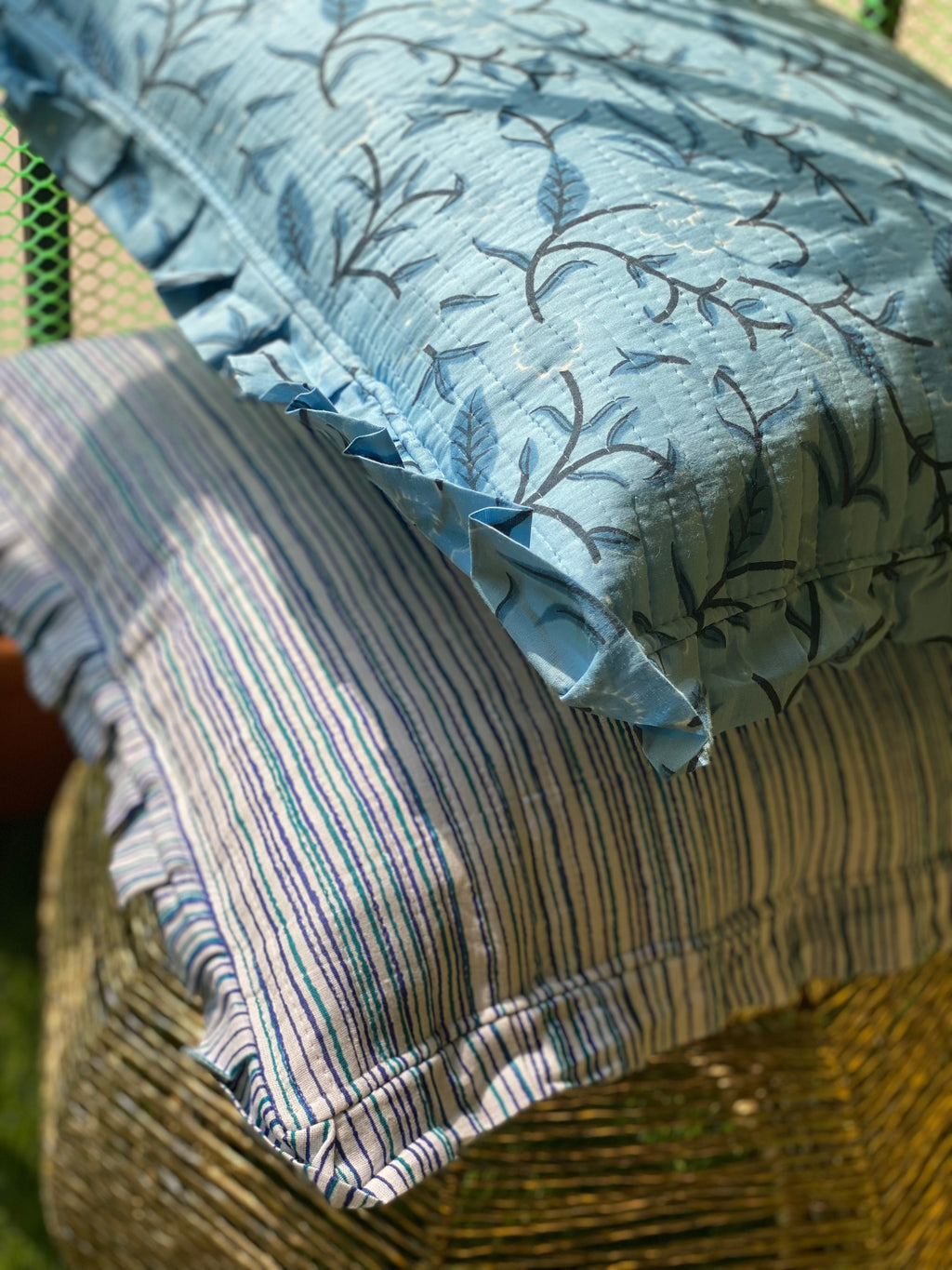 Blue Quilted Cushion Cover | 16x16 inch
