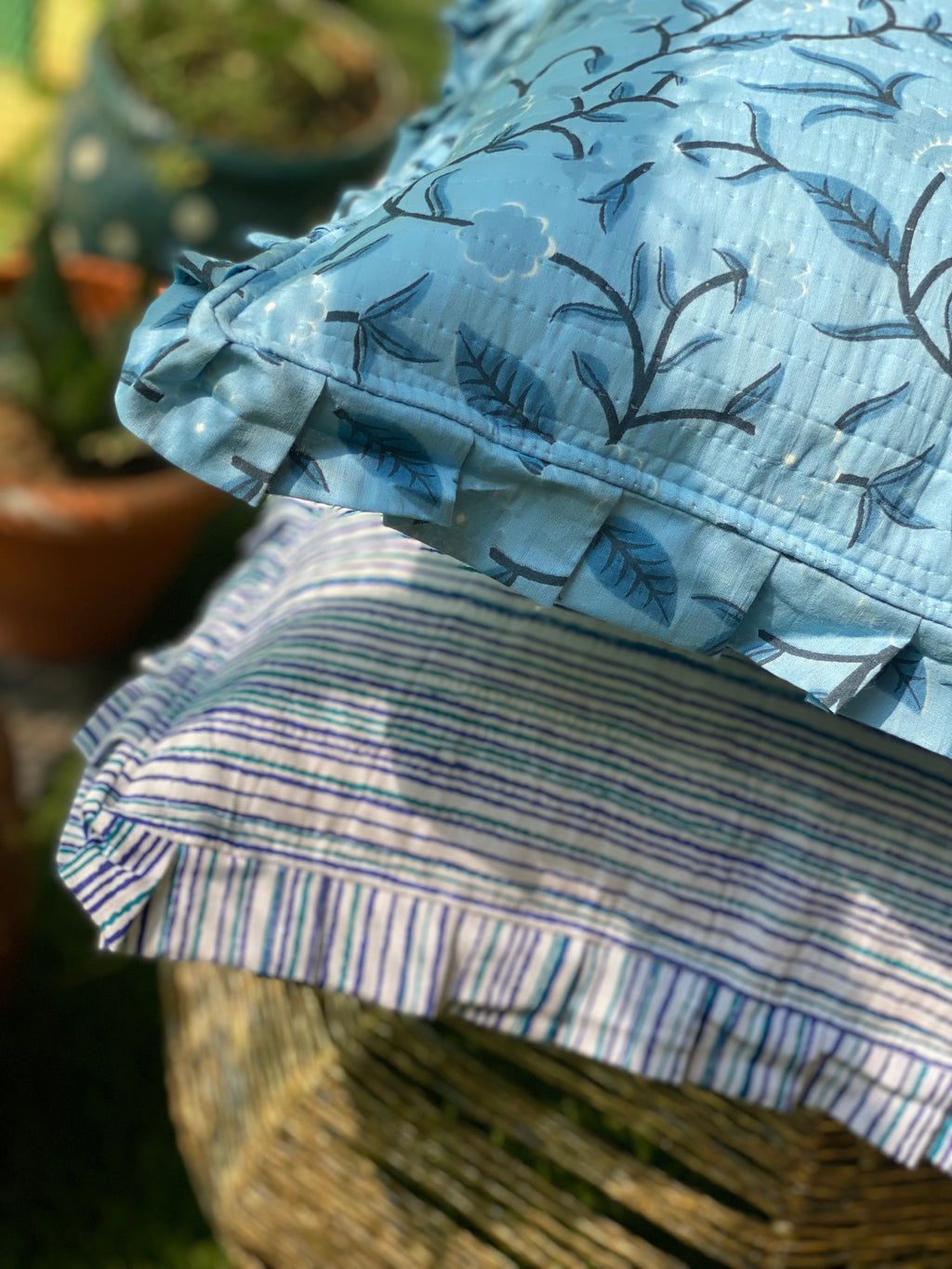 Blue Quilted Cushion Cover | 16x16 inch