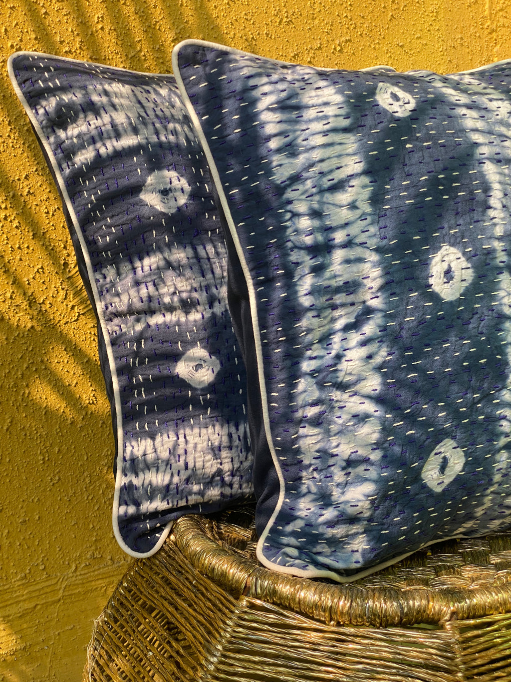 Indigo Quilted Cushion Cover | 16x16 inch