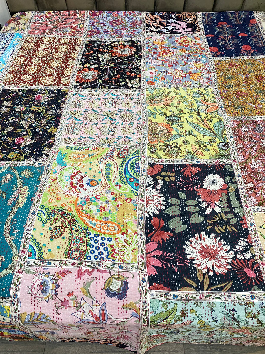Patchwork Kantha Bedcover