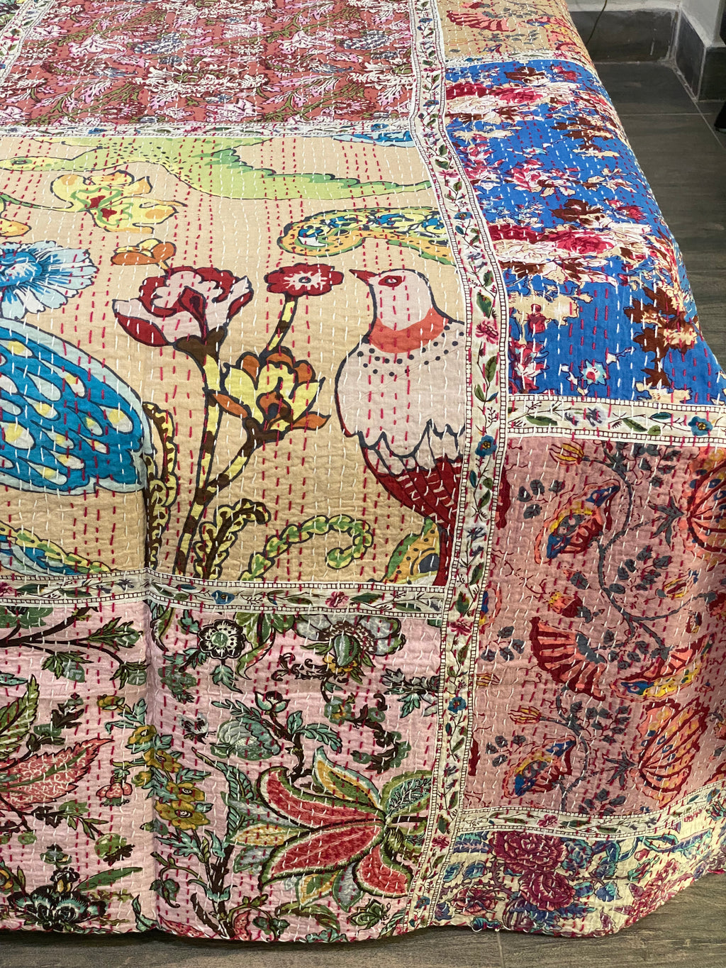 Patchwork Kantha Bedcover
