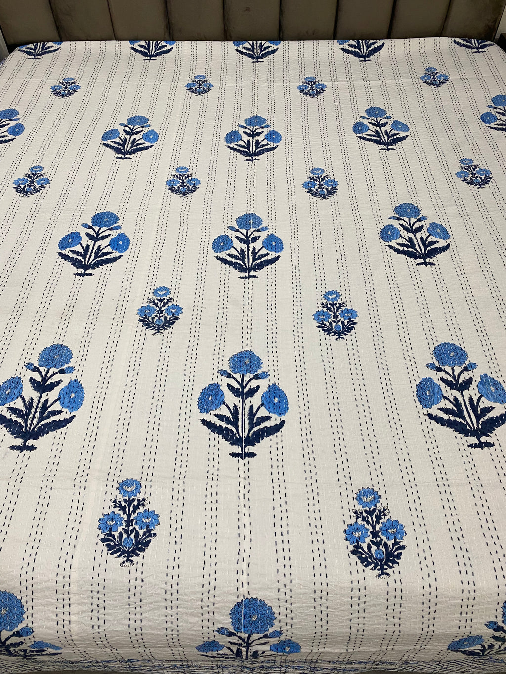 Marigold Kantha Bedcover