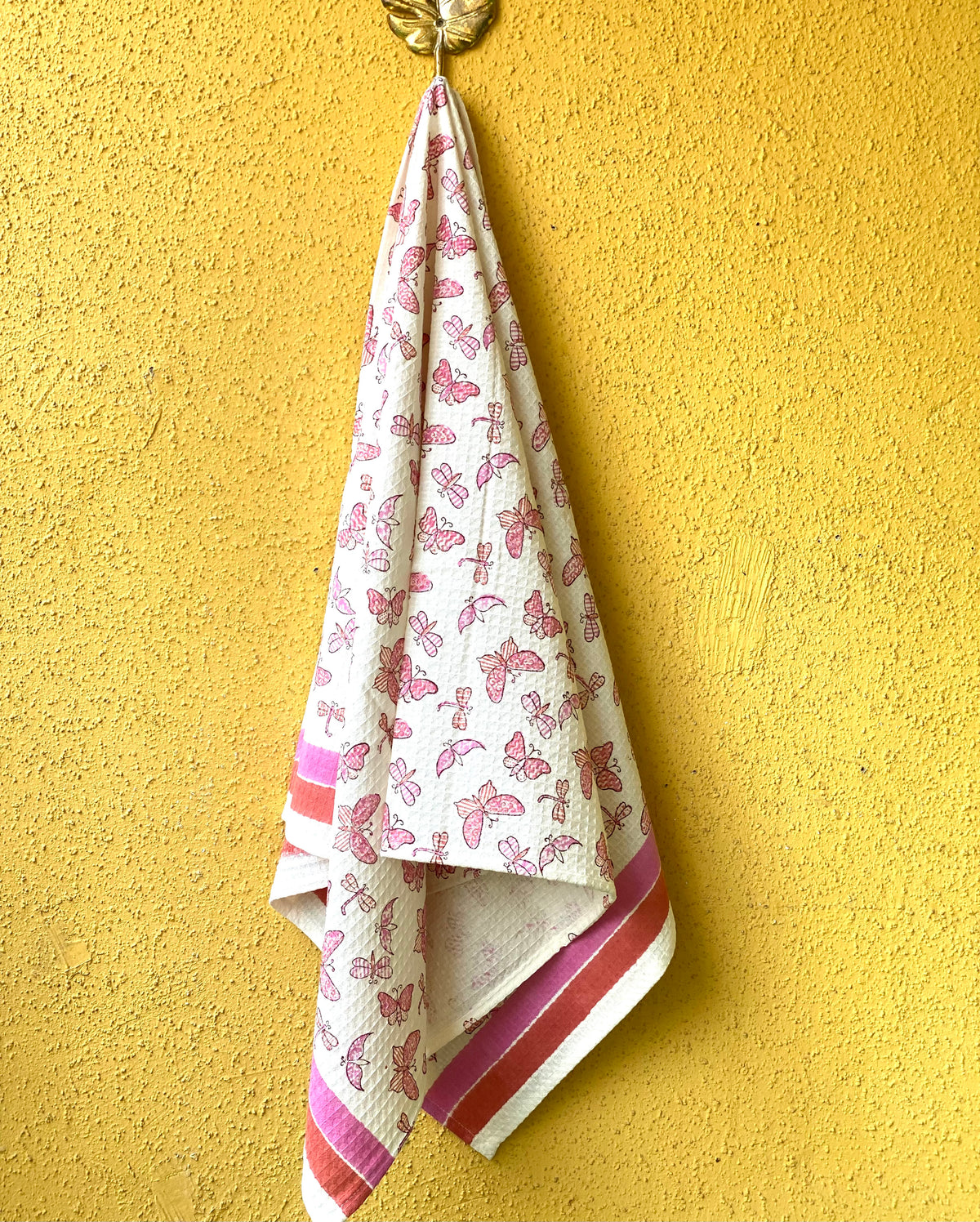 Pink Butterfly Waffle Kids Towel