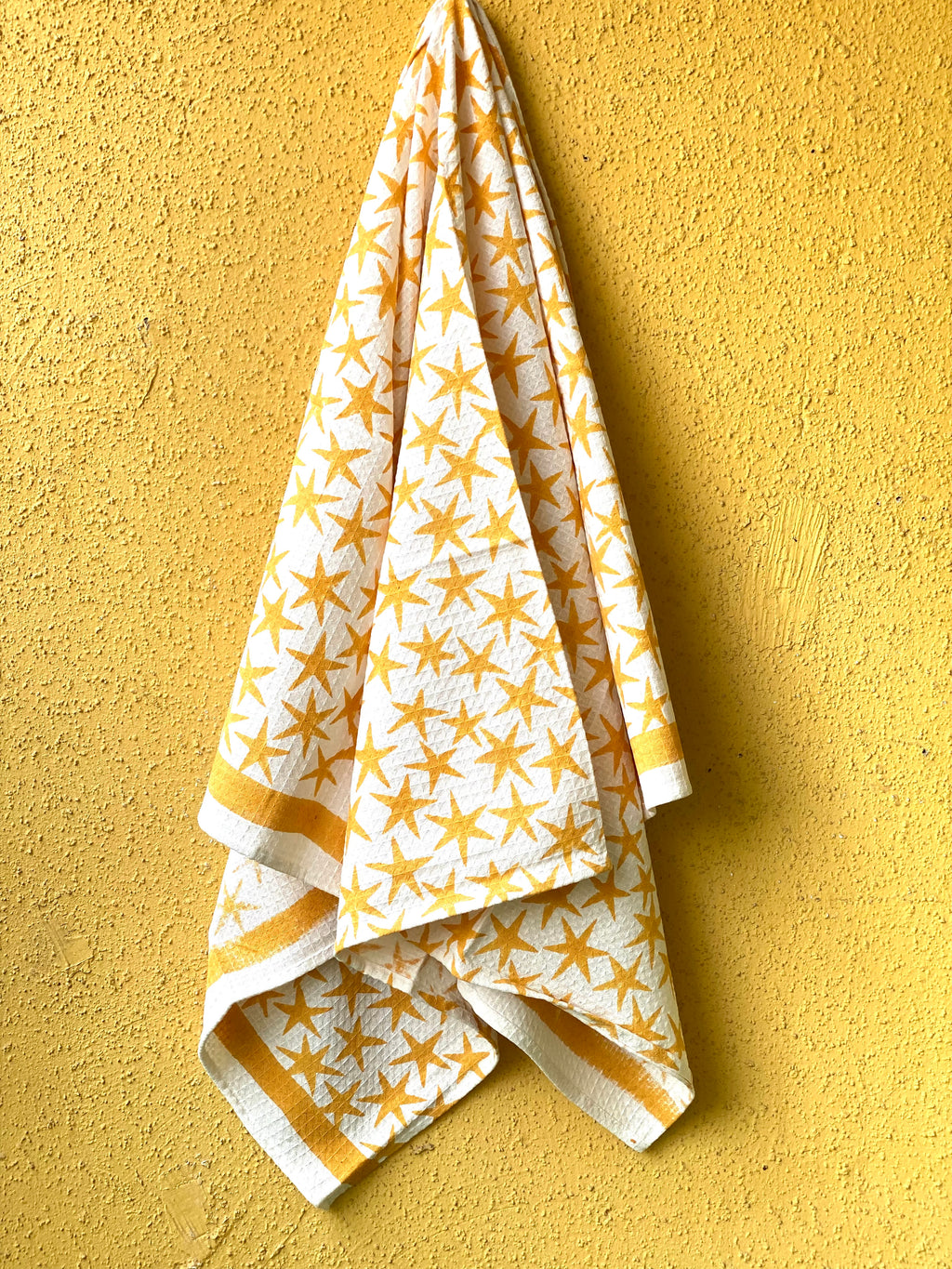 Yellow Star Waffle Kids Towel