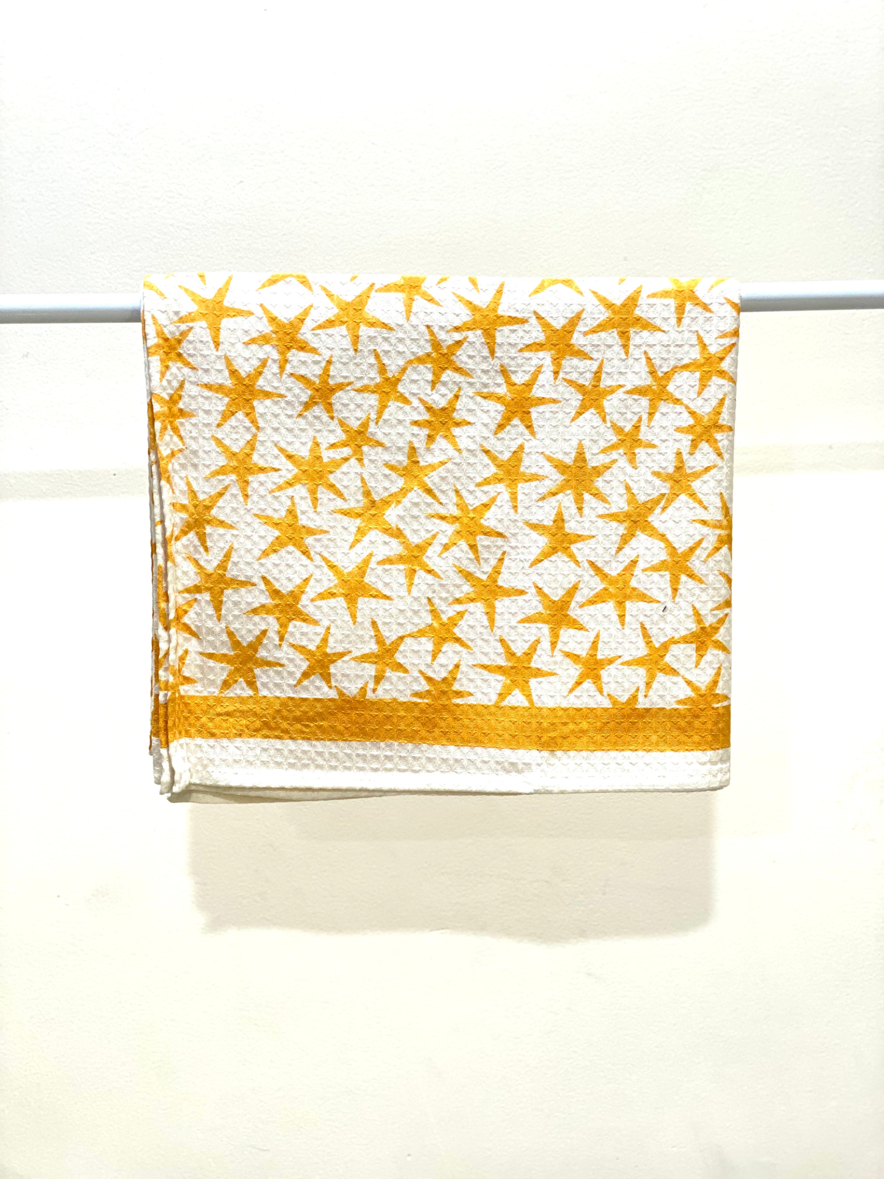 Yellow Star Waffle Kids Towel