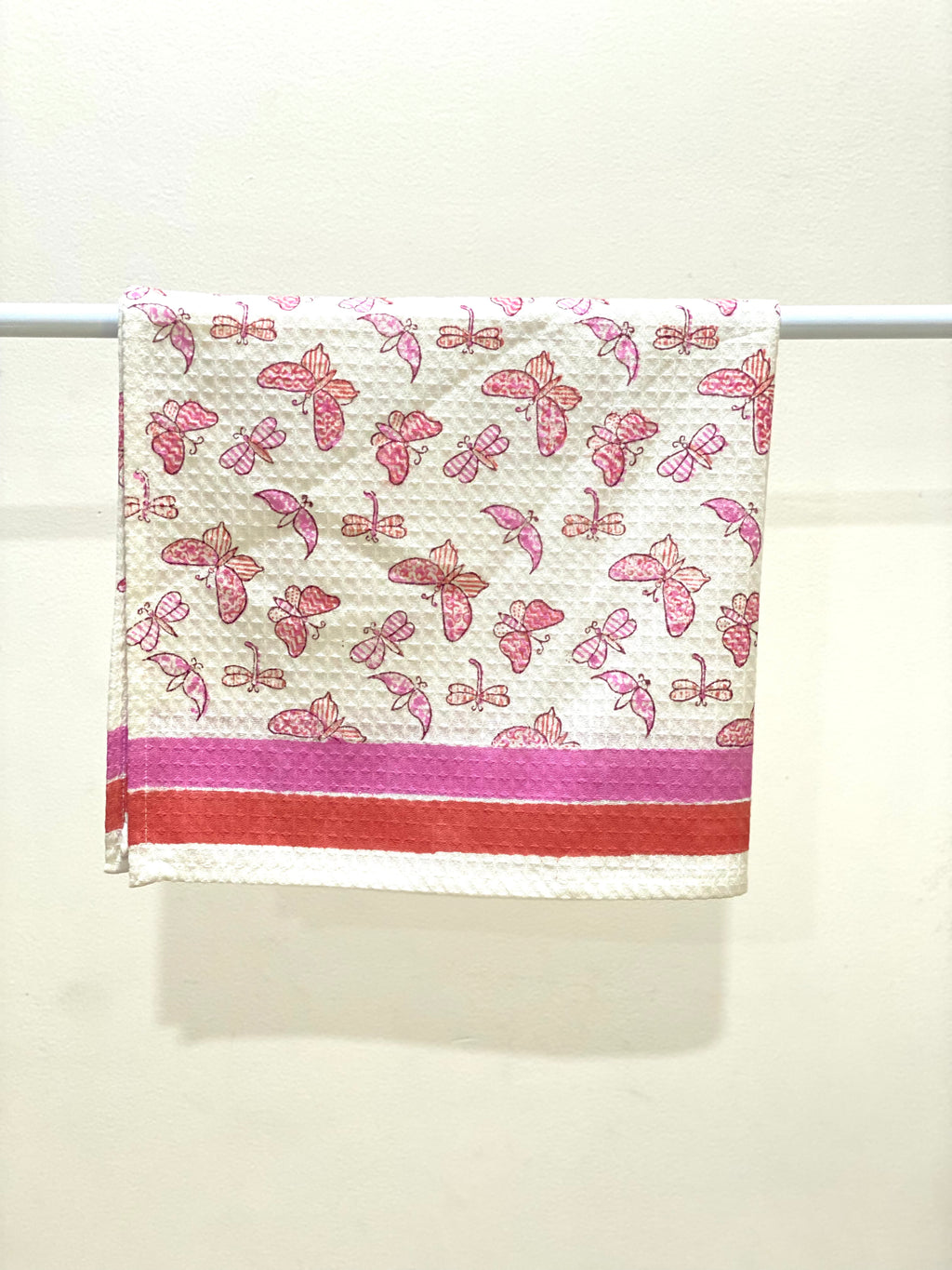 Pink Butterfly Waffle Kids Towel