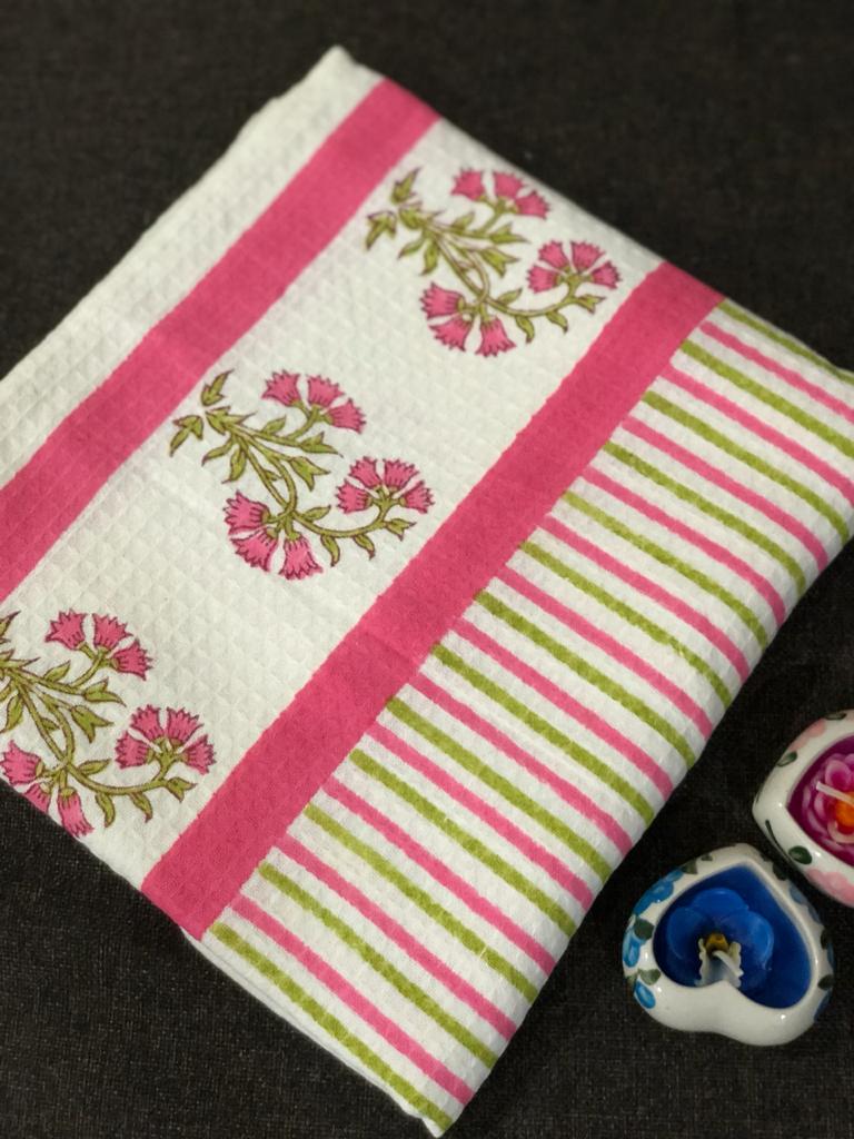 Striped Waffle Cotton Towel