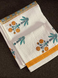 Yellow Motif Waffle Cotton Towel